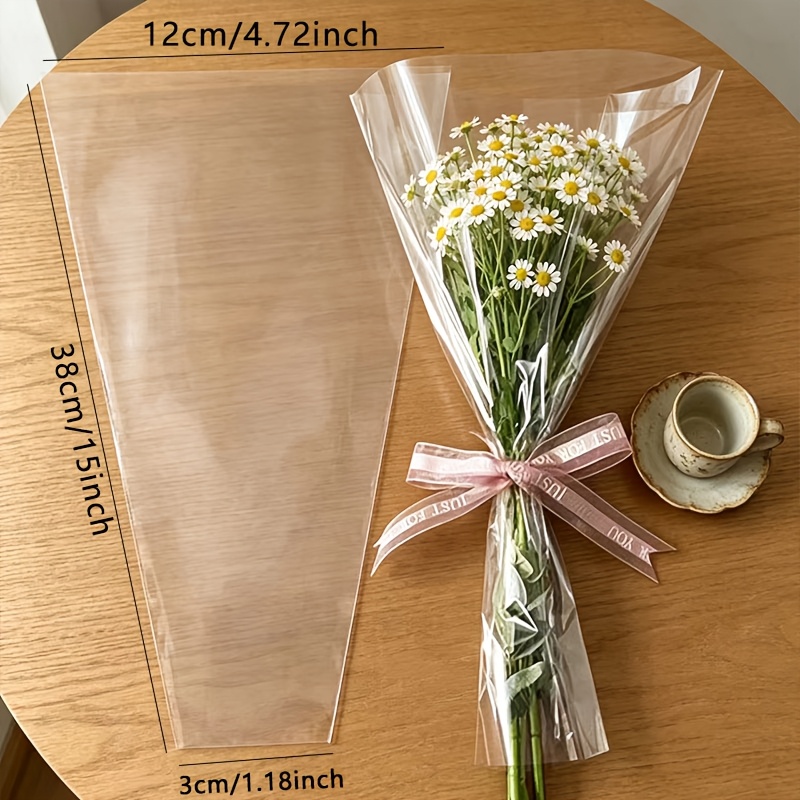 Event Party Shop - 52pcs transparent plastic bouquet packaging bags,