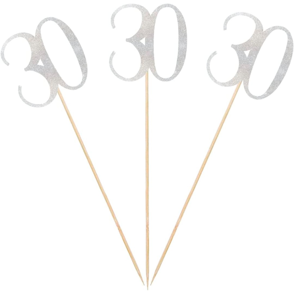 Centerpiece Stick - 9pcs Silver Glitter 30th Birthday Centerpiece