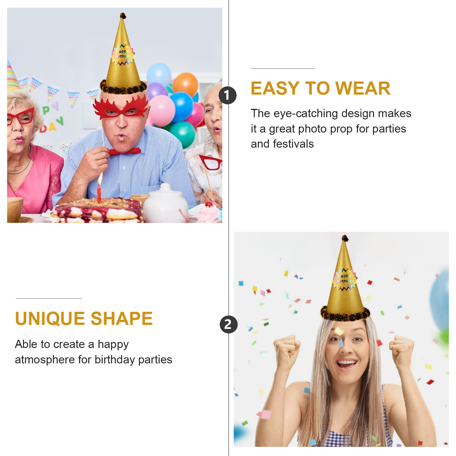 Golden Cone Shaped Party Hat B - огляд і ціна Party Hat Cone
