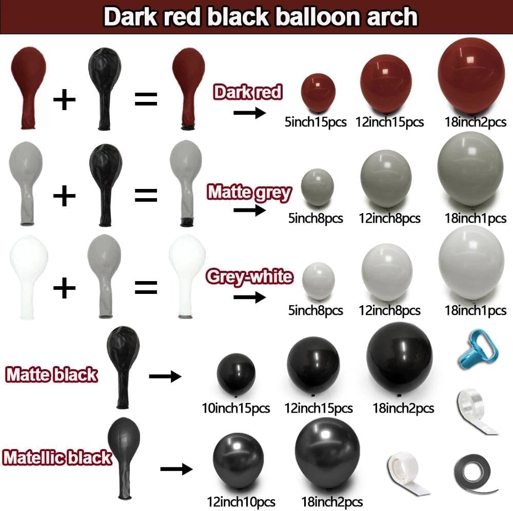 Dark Red Black Balloon Arch Ki - огляд і ціна Balloon Arch Kit